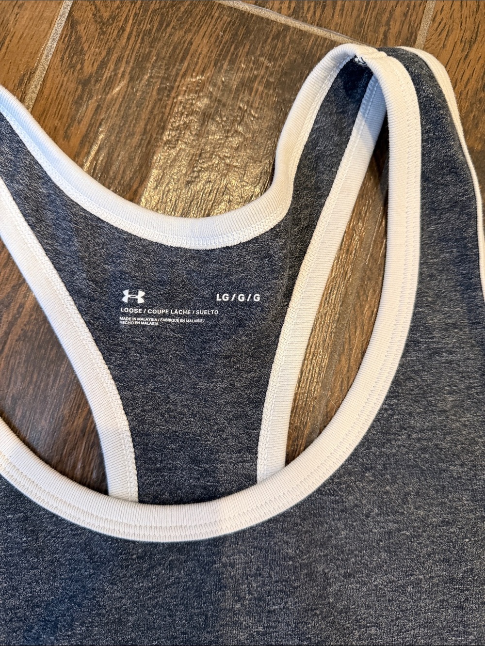 Under Armour Charcoal Racerback Tank with White Trim - Picture 2 of 3